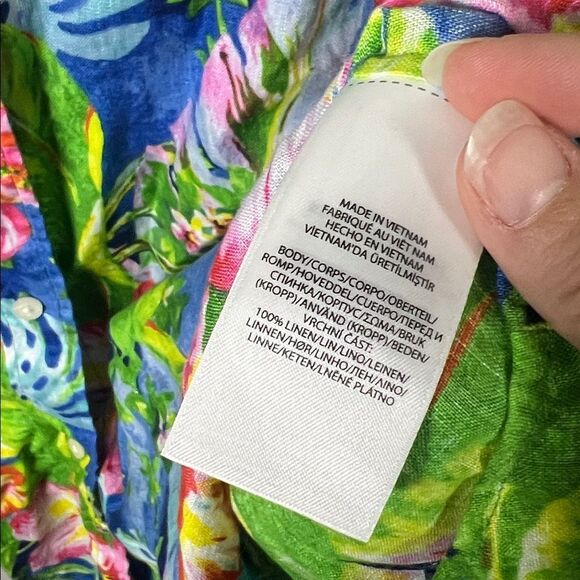 Ralph Lauren Tropical Floral Button Down Shirt 3X 100% Linen - Picture 5 of 6